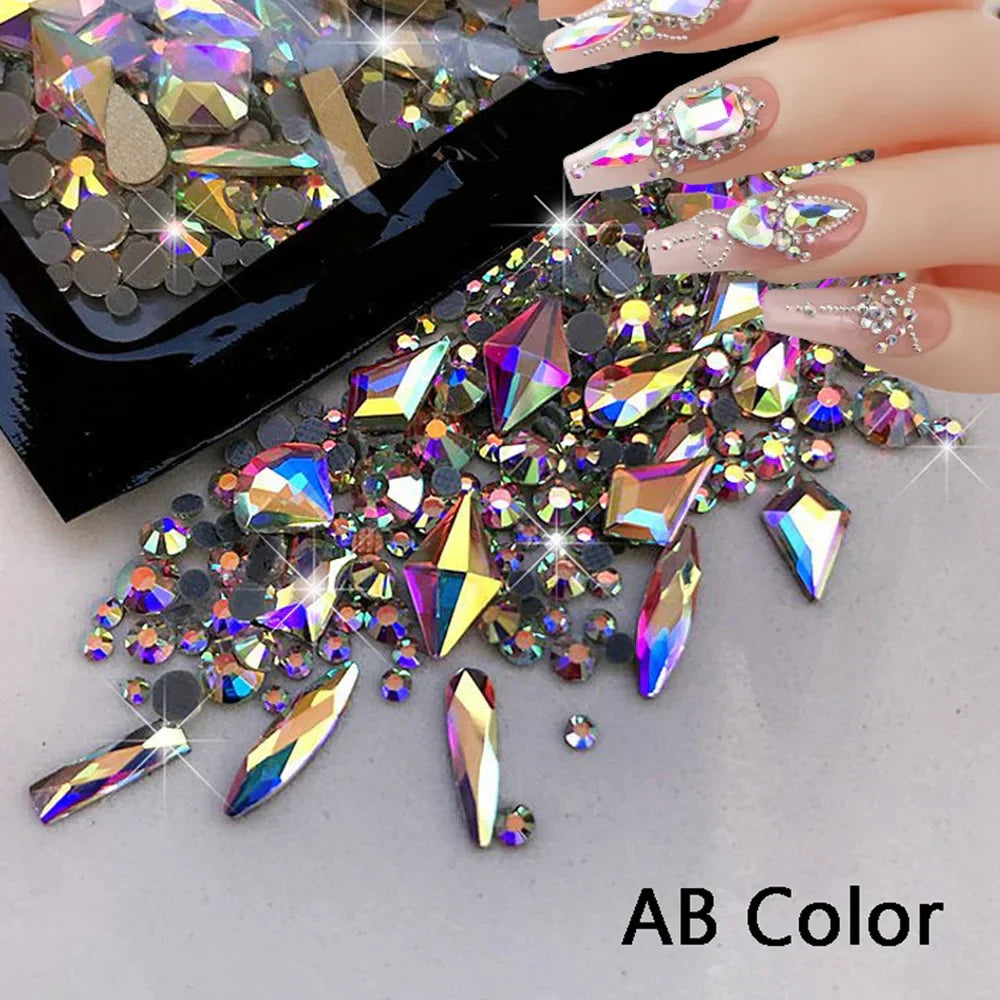 Y2K Glass Rhinestone Nail Set