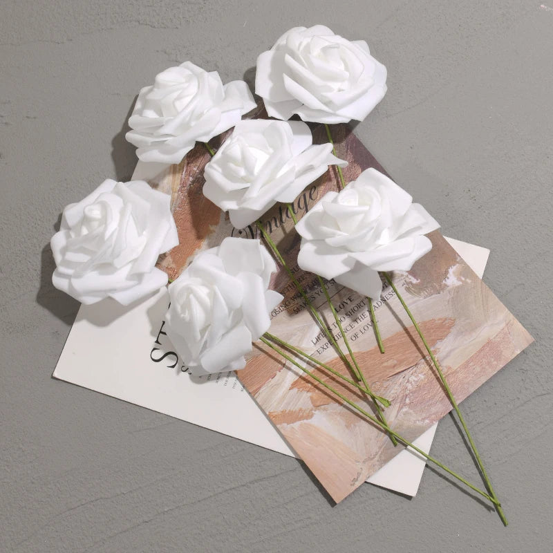 White PE Rose Flower Heads