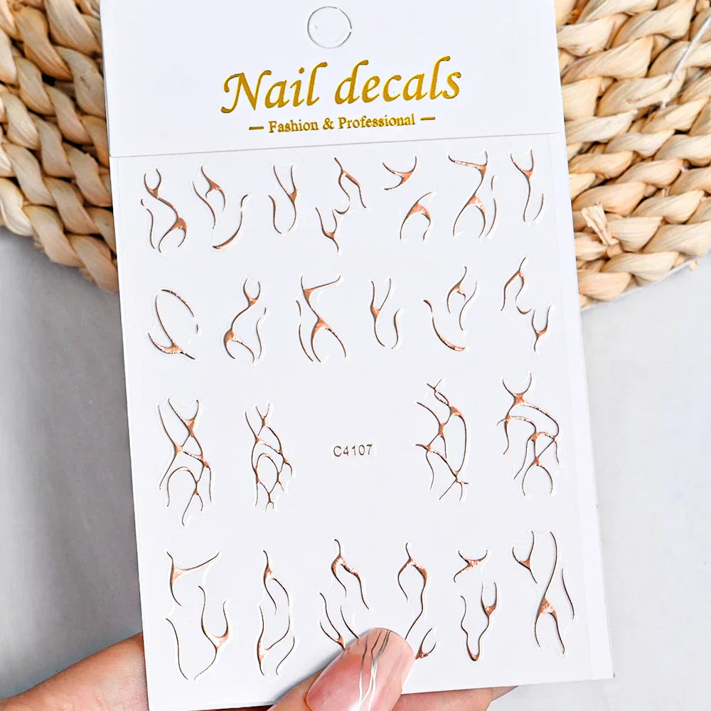 3D Metal Flame Nail Stickers