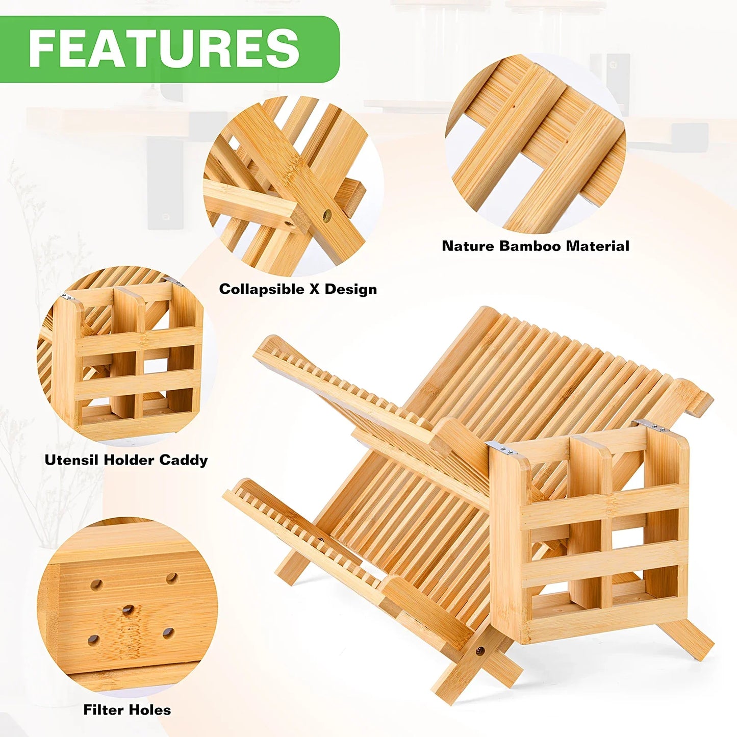 Foldable Bamboo Dish Rack