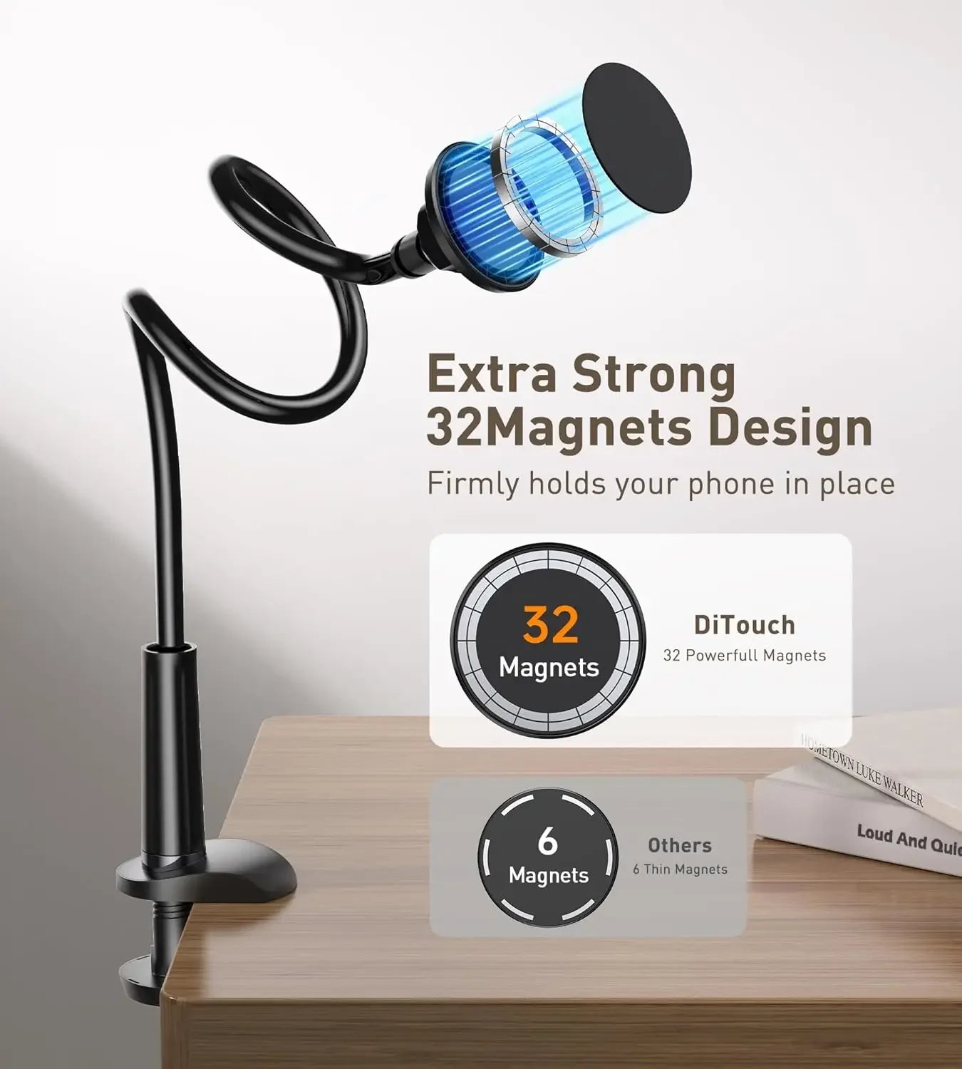 HAOOS Magnetic Gooseneck Phone Stand