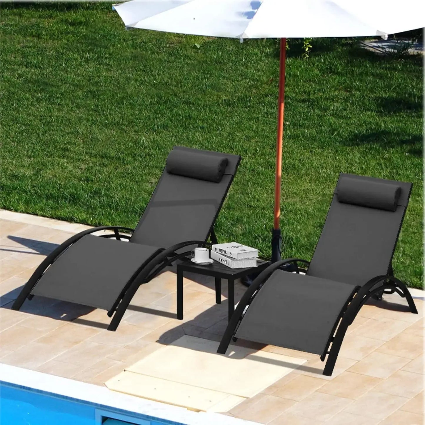 ZUIYU Adjustable Patio Chaise Lounge Set
