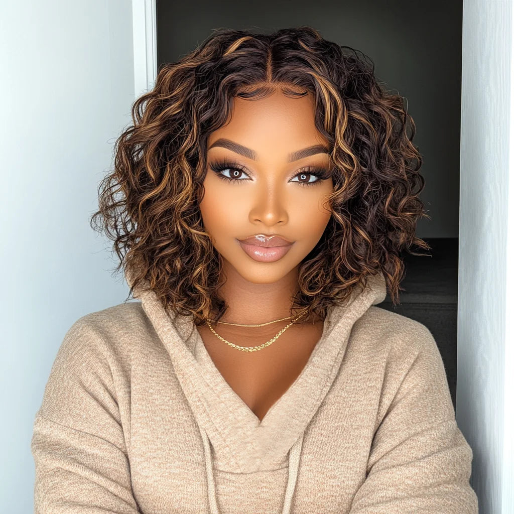 Sleek Short Curly Bob Wig