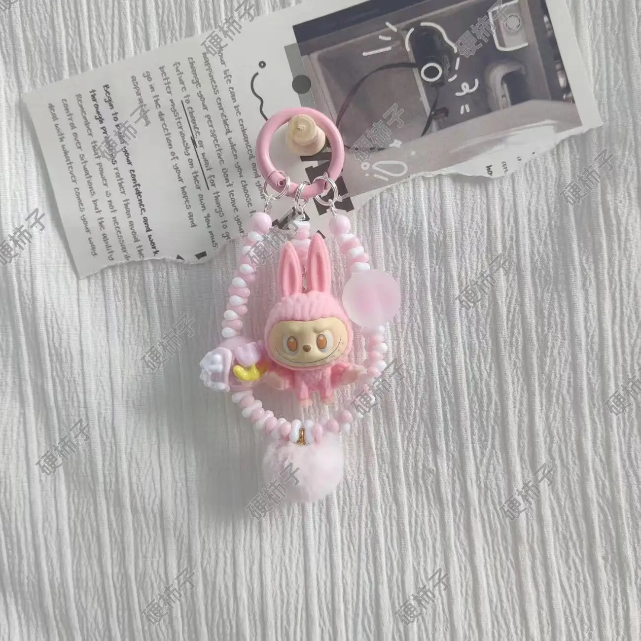 Labubu Yoga Mini Flocking Keychain Pendant