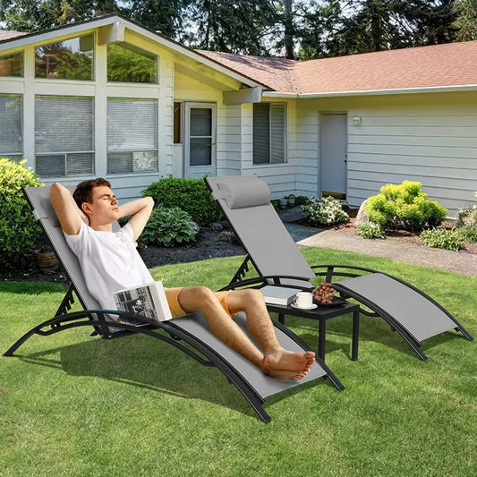 3-Piece Aluminum Sun Lounger Set