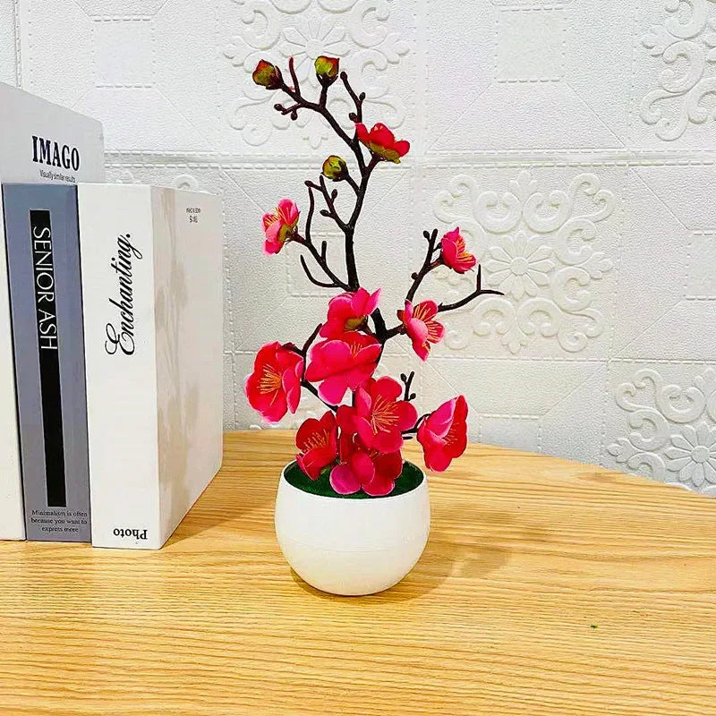 Artificial Plum Flower Pot