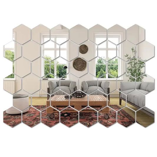 Hexagon Mirror Wall Sticker Set