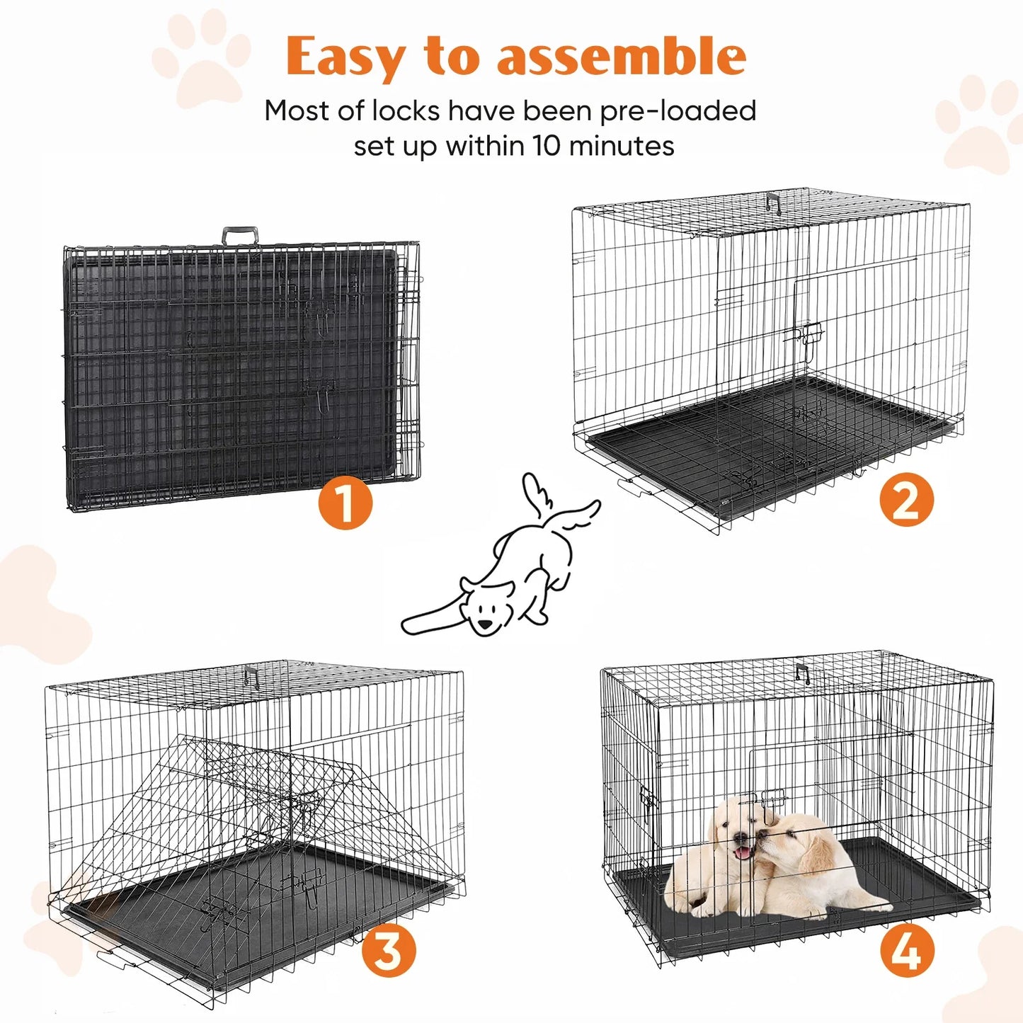 JHK Folding Metal Dog Cage Extra Large
