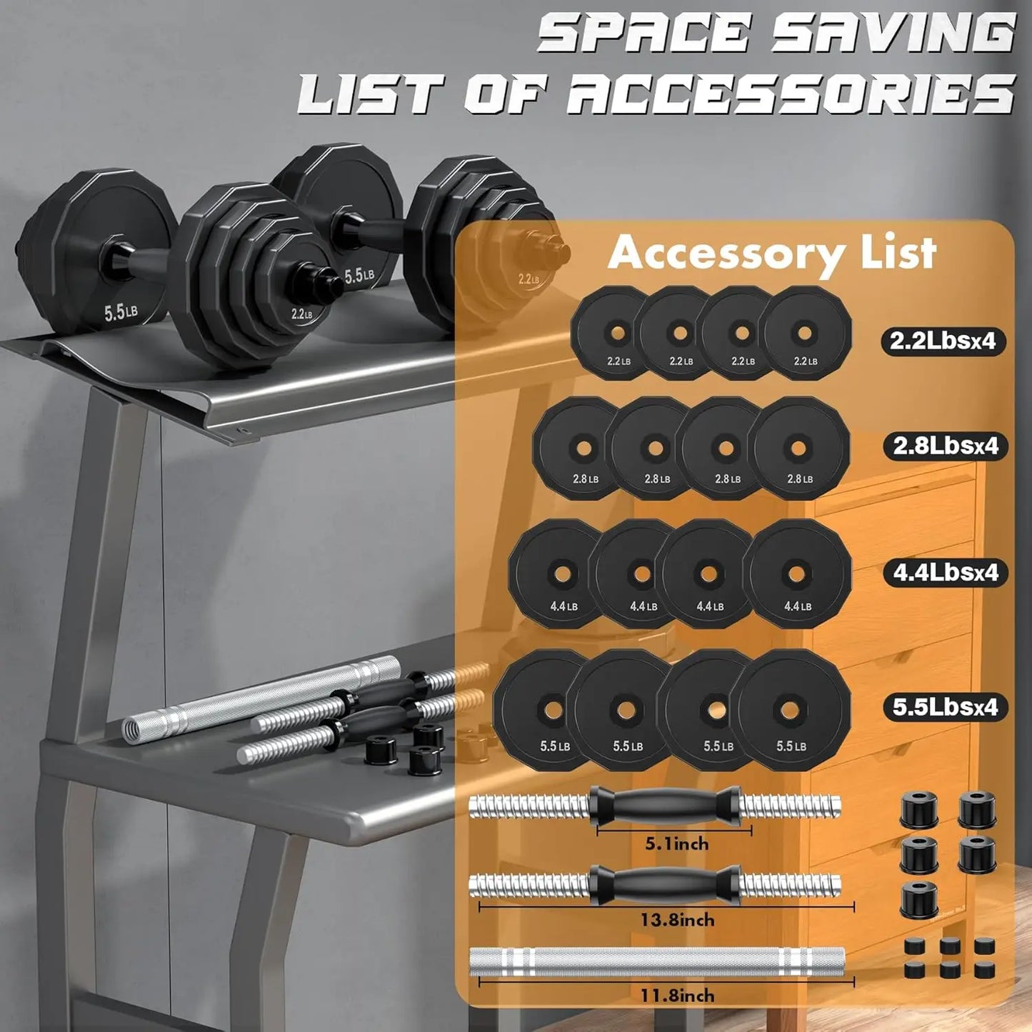 Adjustable Dumbbell Barbell Set