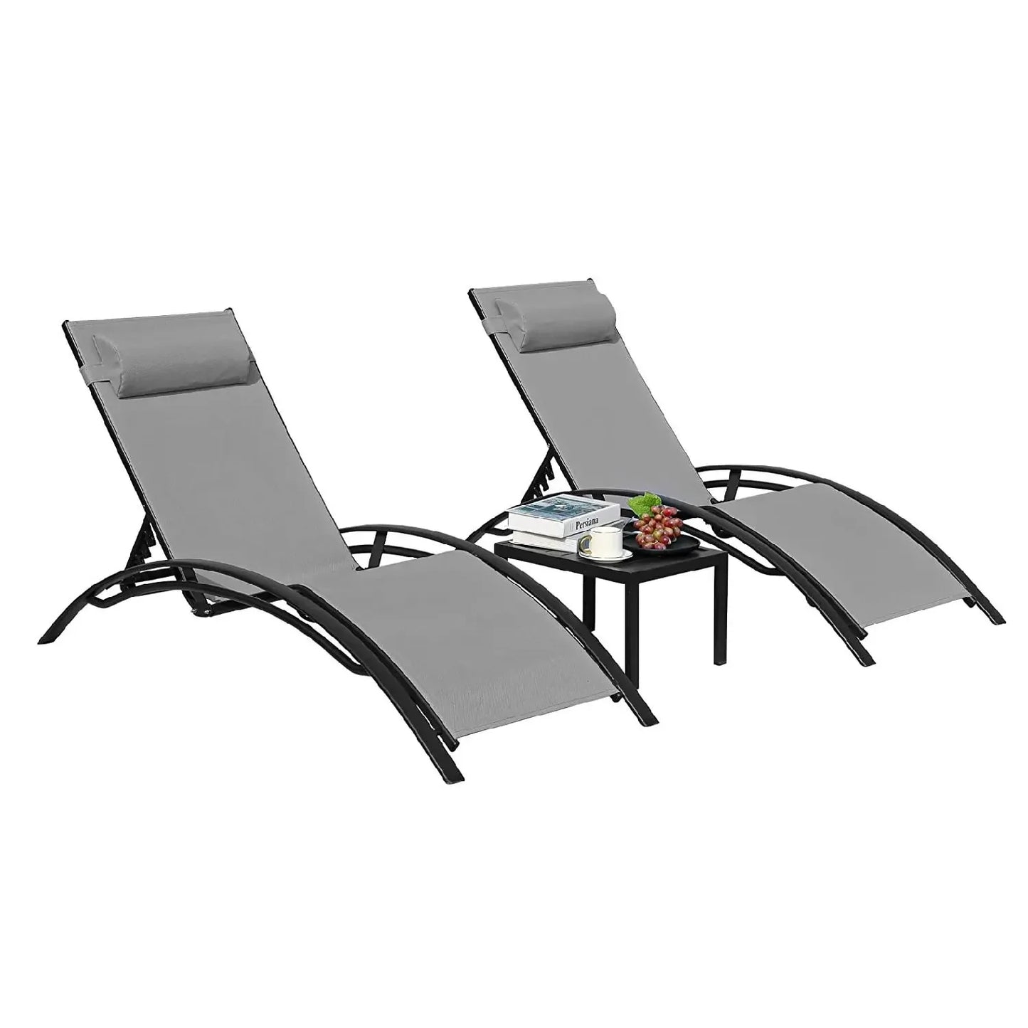 3-Piece Aluminum Sun Lounger Set