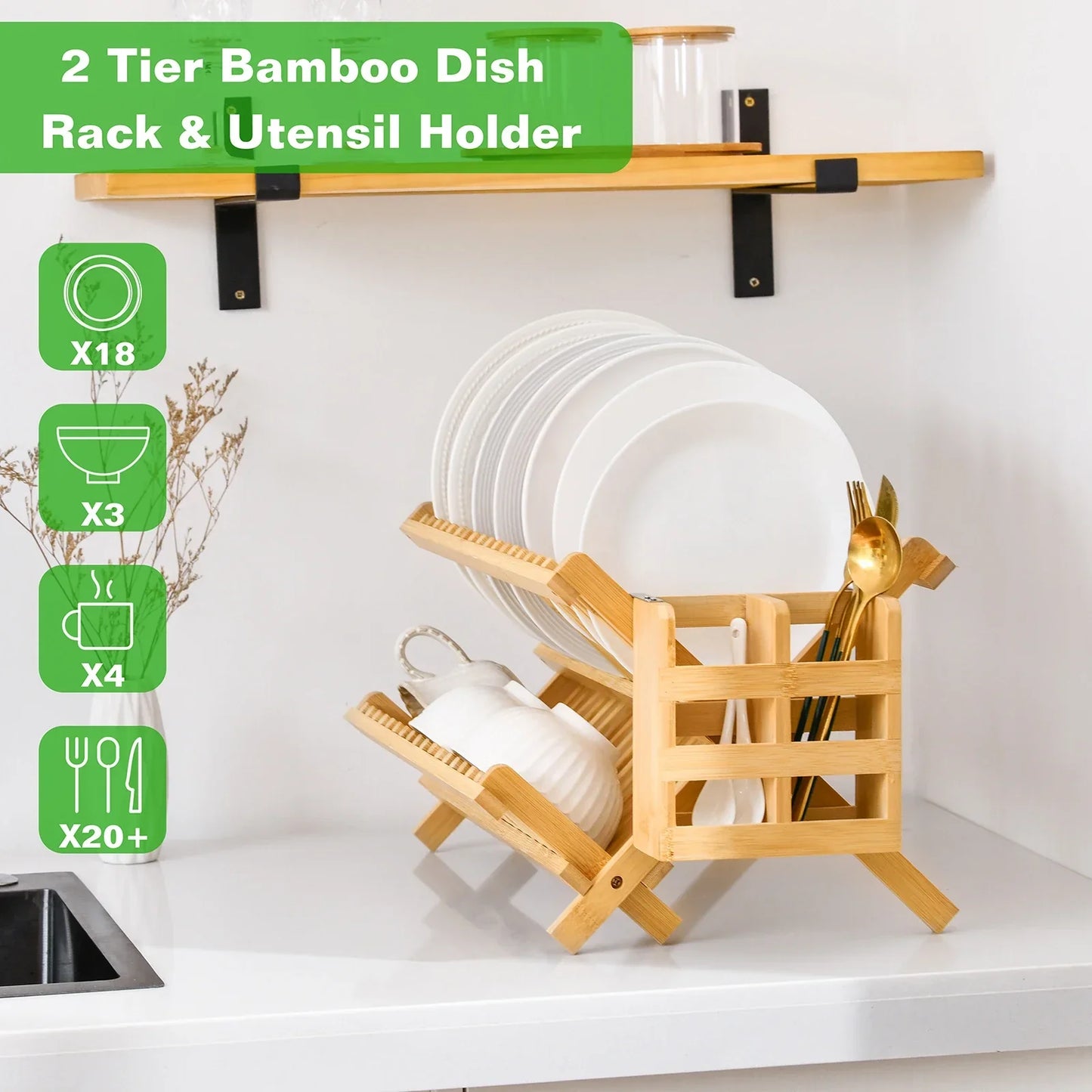 Foldable Bamboo Dish Rack