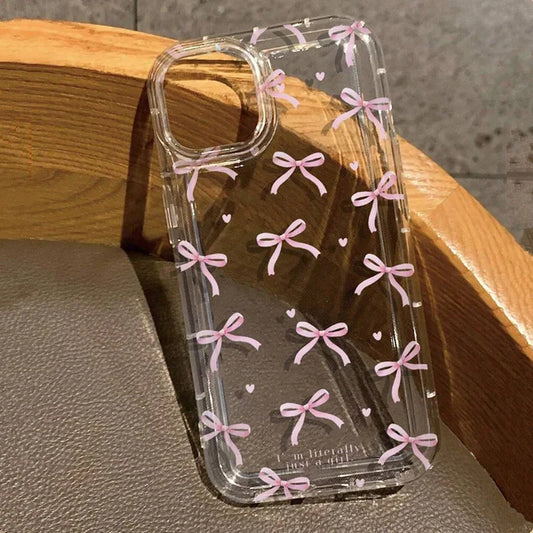 Cute Pink Heart Bow iPhone Case