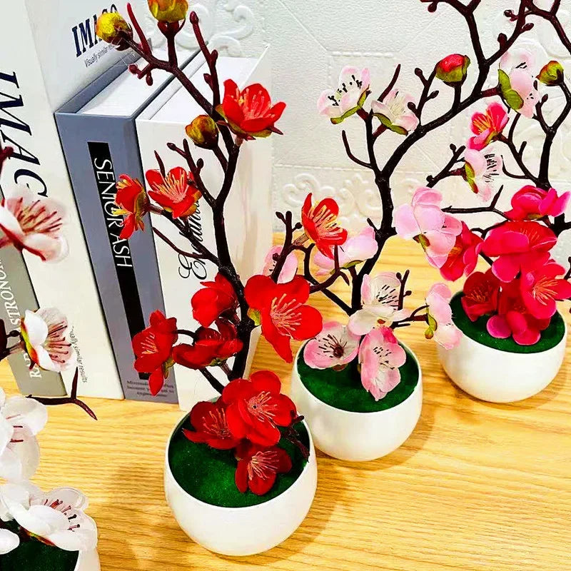 Artificial Plum Flower Pot