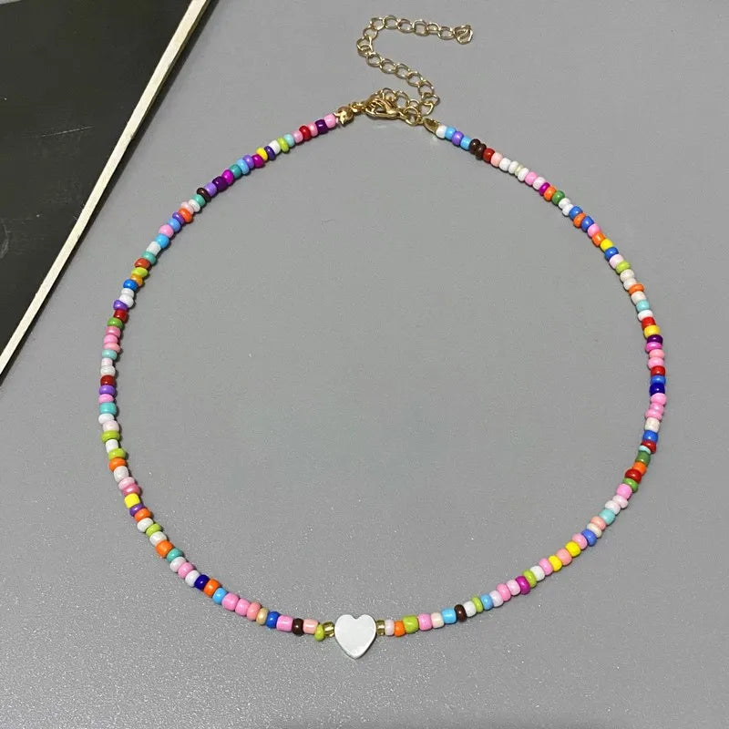 Colorful Shell Heart Choker