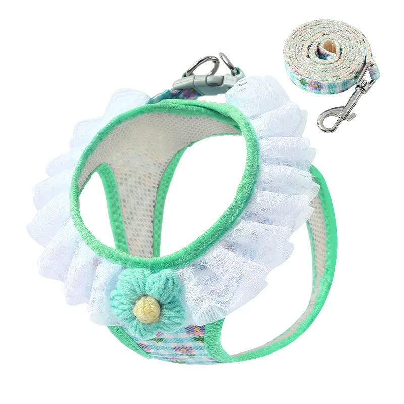 Floral Lace Pet Harness Set