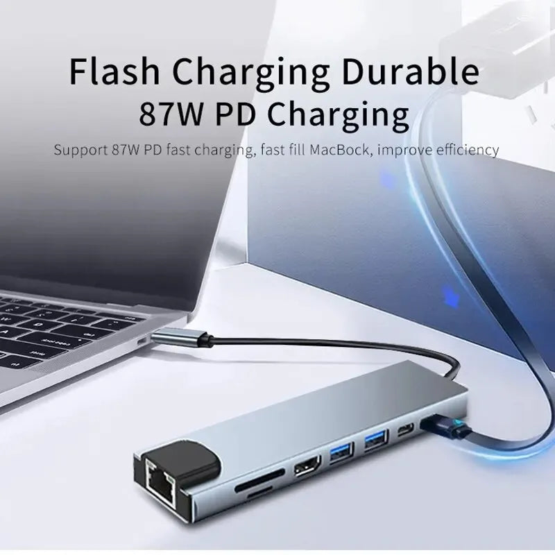 USB Type-C 8-in-1 Hub Adapter