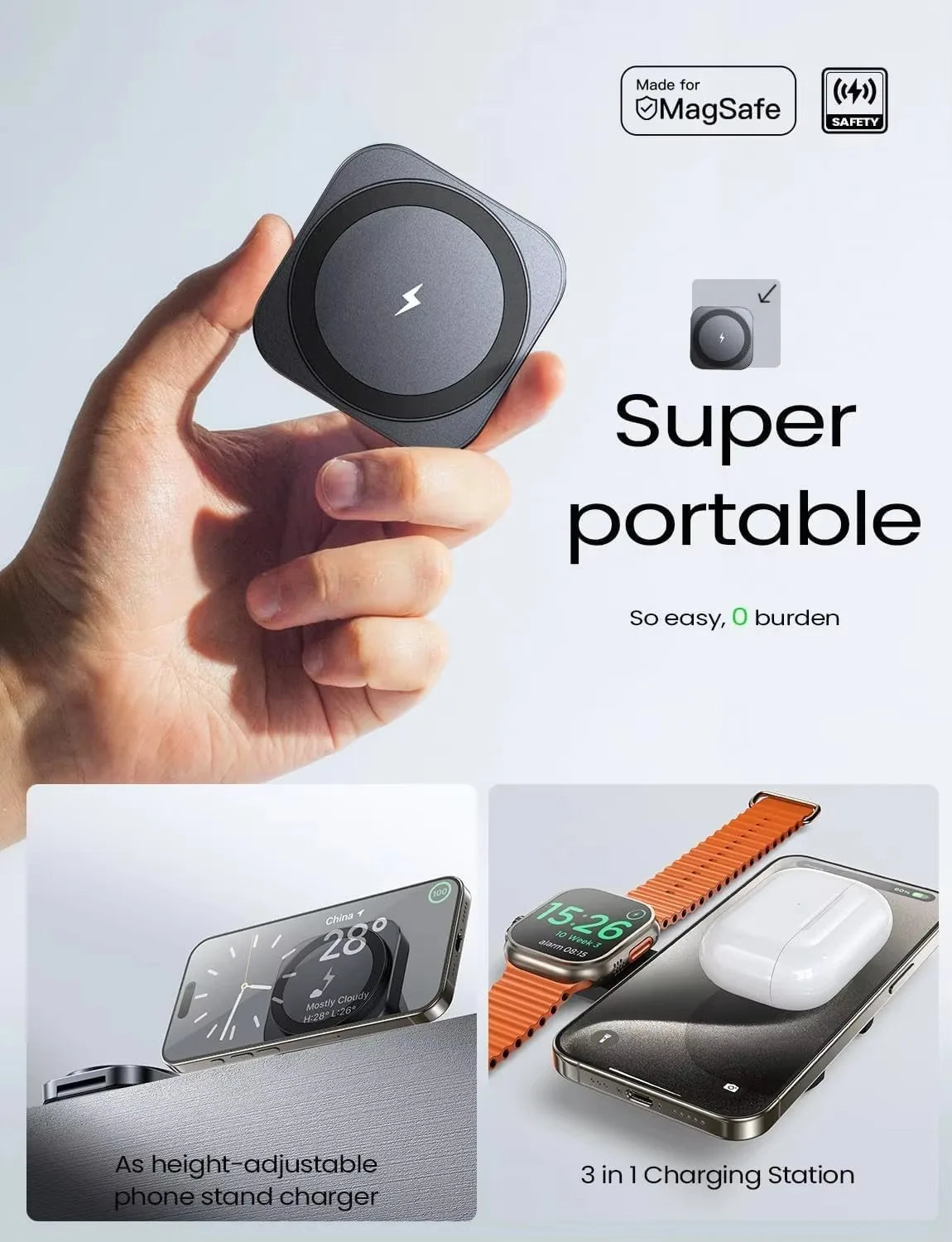 LISEN 2-in-1 Wireless Charger