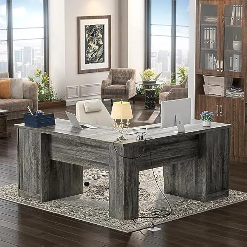 L Shaped Desk with Drawers