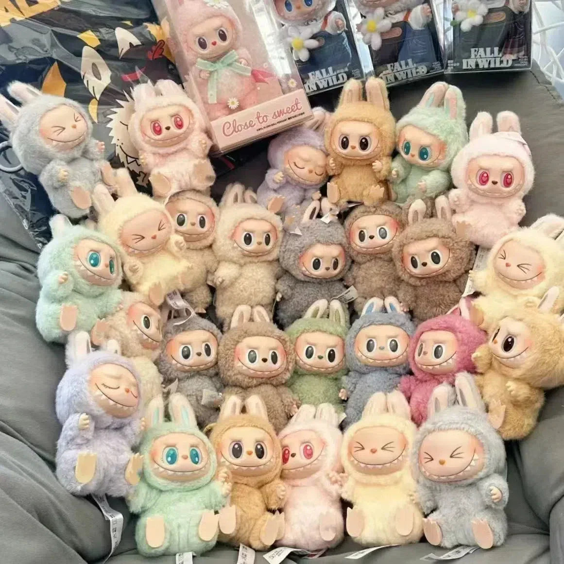 For Labubu Heartbeat Macaron Face Blind Box Figurine