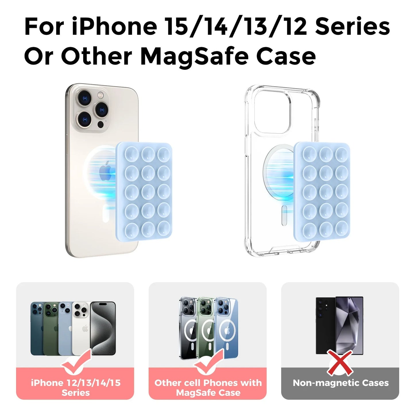 Magnetic Silicone Suction Card Holder