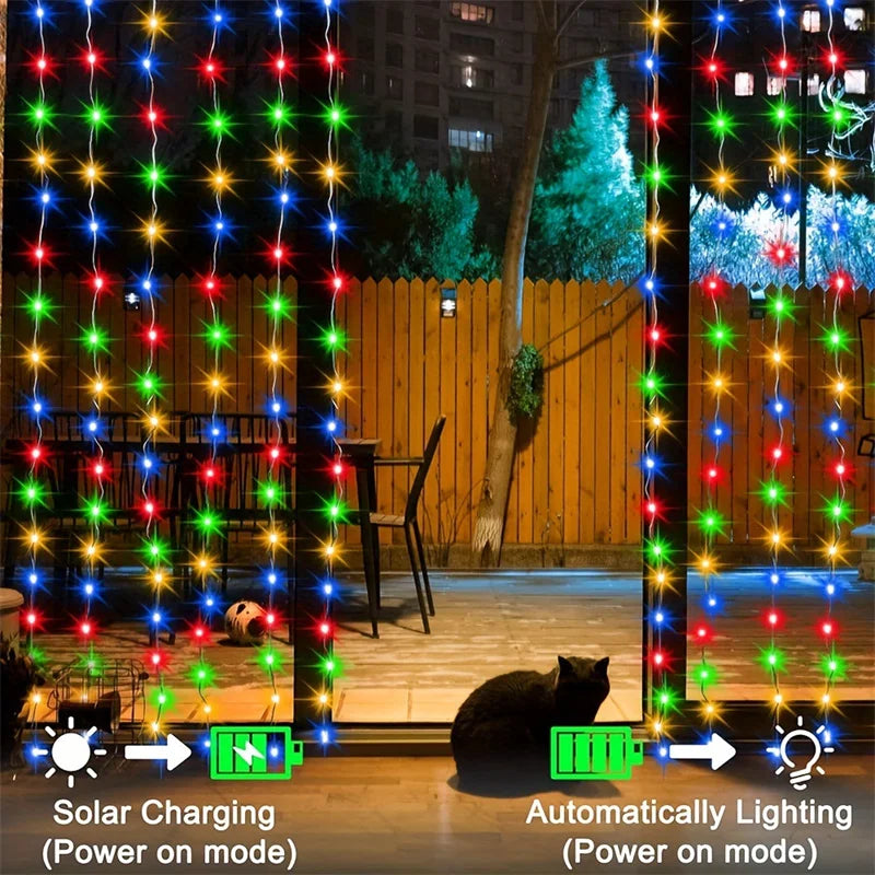 Solar LED Outdoor Curtain Lights
