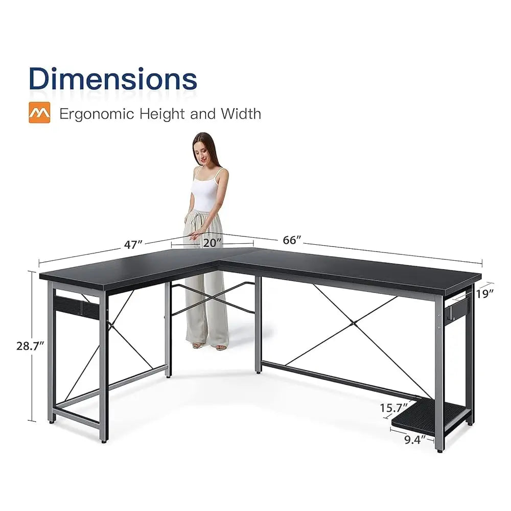 66" L-Shaped Gaming Desk