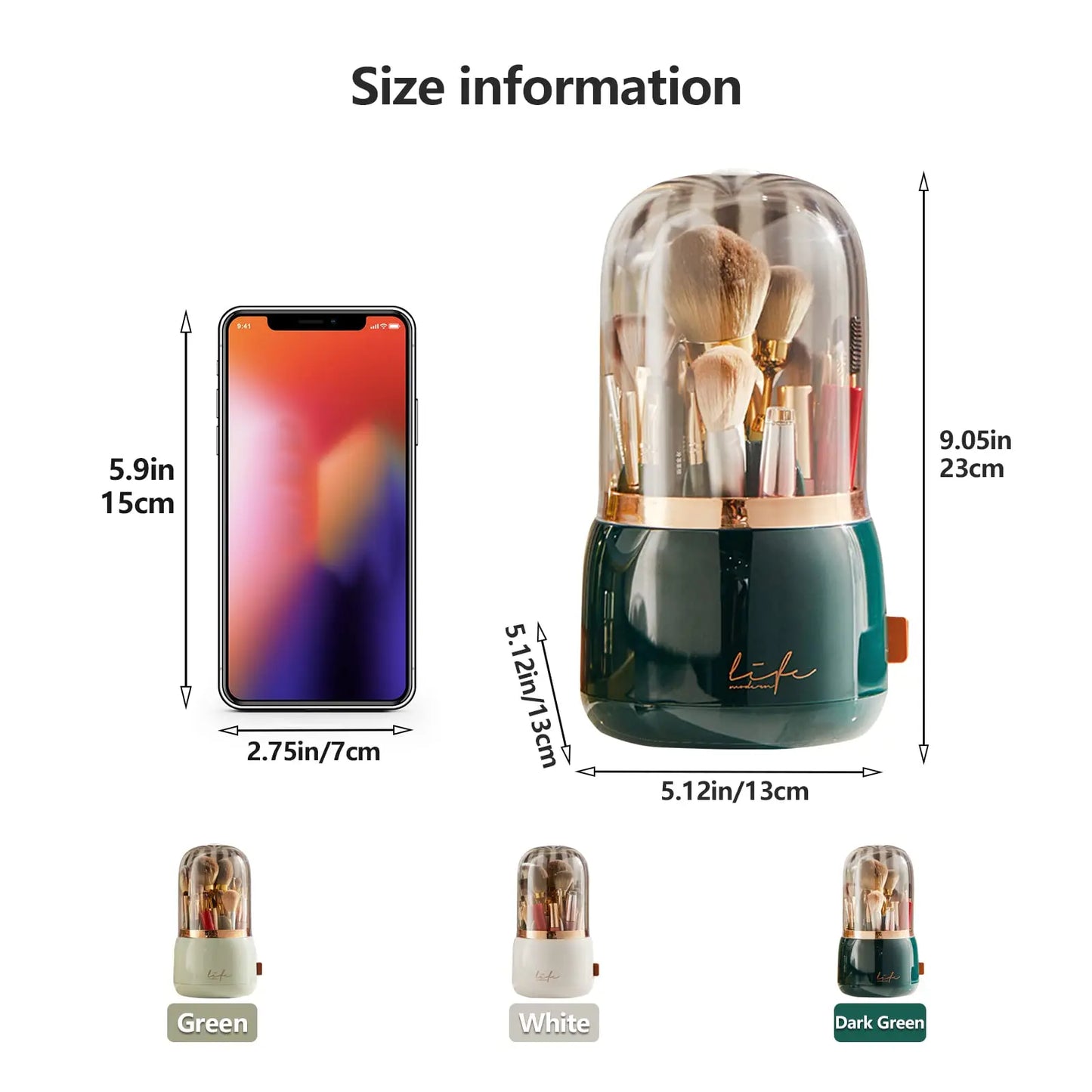 360° Rotating Makeup Brush Organizer