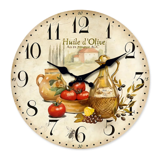 Retro Wooden Olive Wall Clock