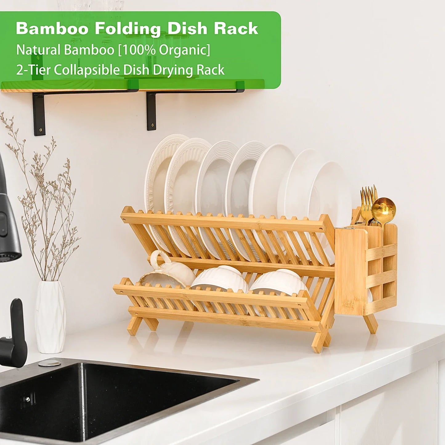 Foldable Bamboo Dish Rack