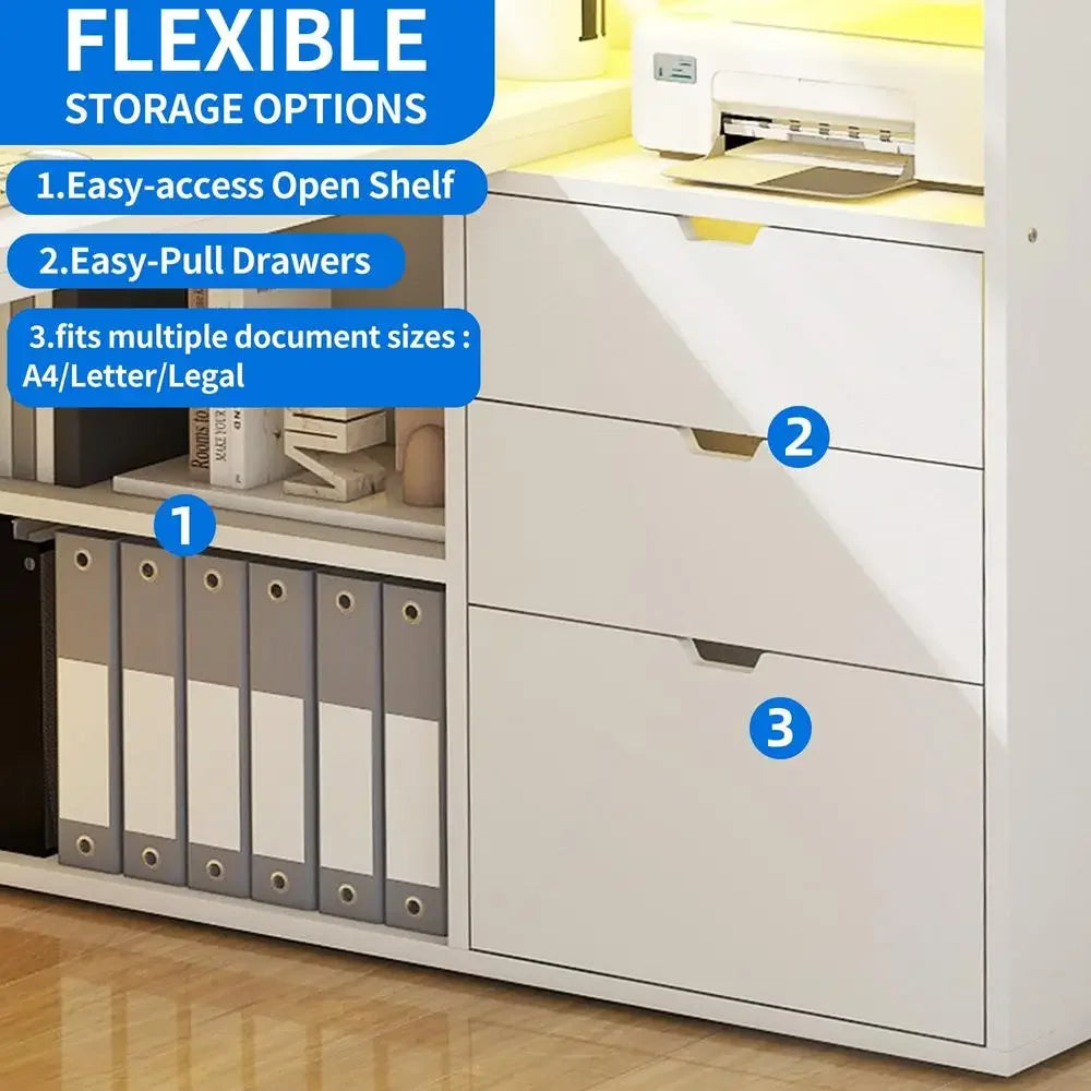 XMSJ Modern L-Shaped LED Office Desk