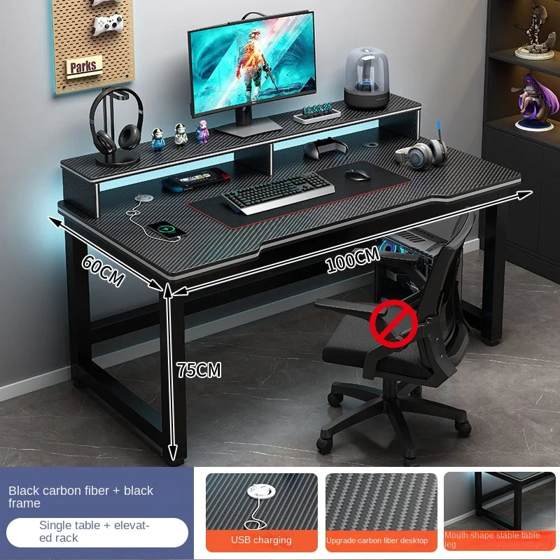 OLOEY European Black Metal Computer Desk