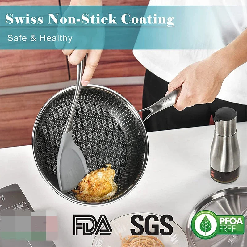 Stainless Steel Honeycomb Frying Pan