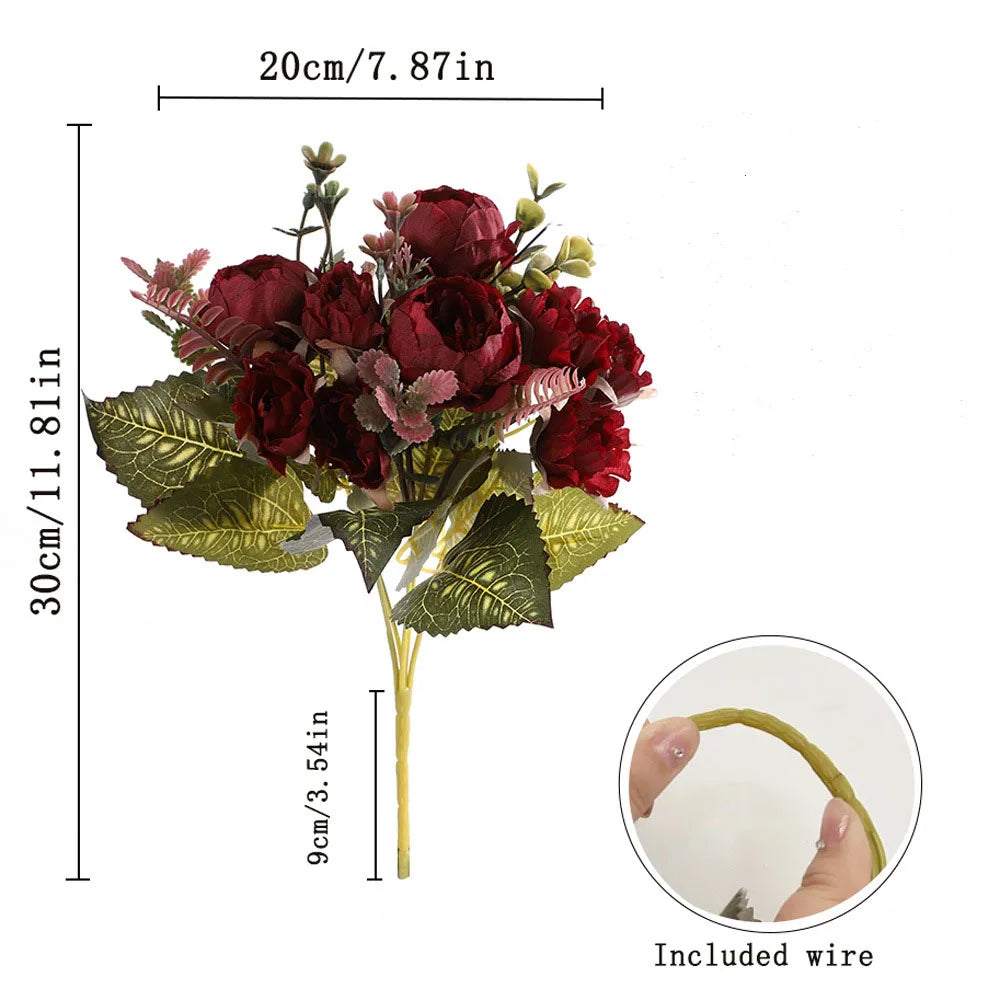 NANDI Artificial Rose Bouquet 9 Heads