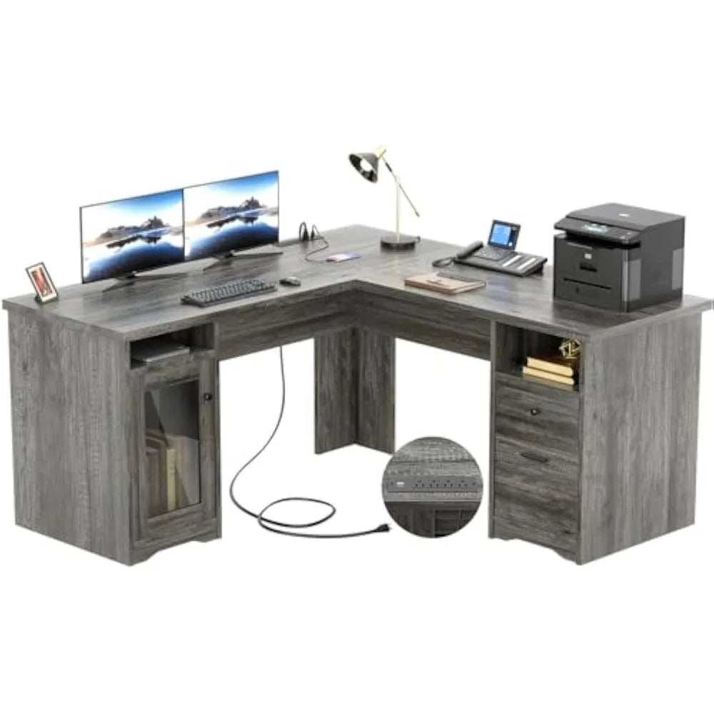 L Shaped Desk with Drawers