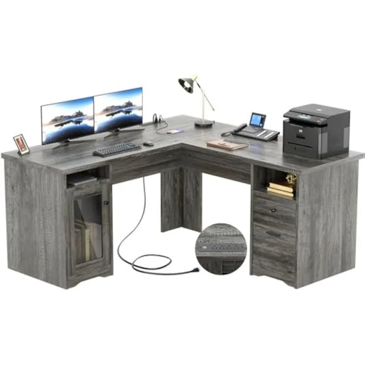 L Shaped Desk with Drawers