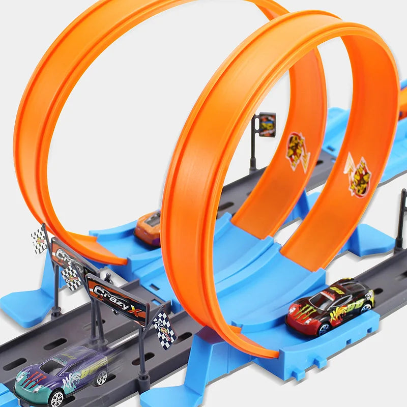 TOYMOGER Kids Double Car Racing Track