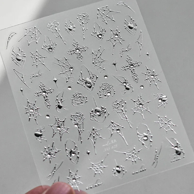 5D Spider Web Nail Sticker