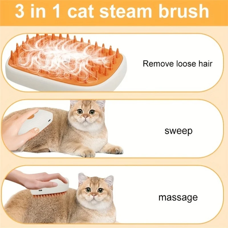Electric Pet Steam Grooming Brush
