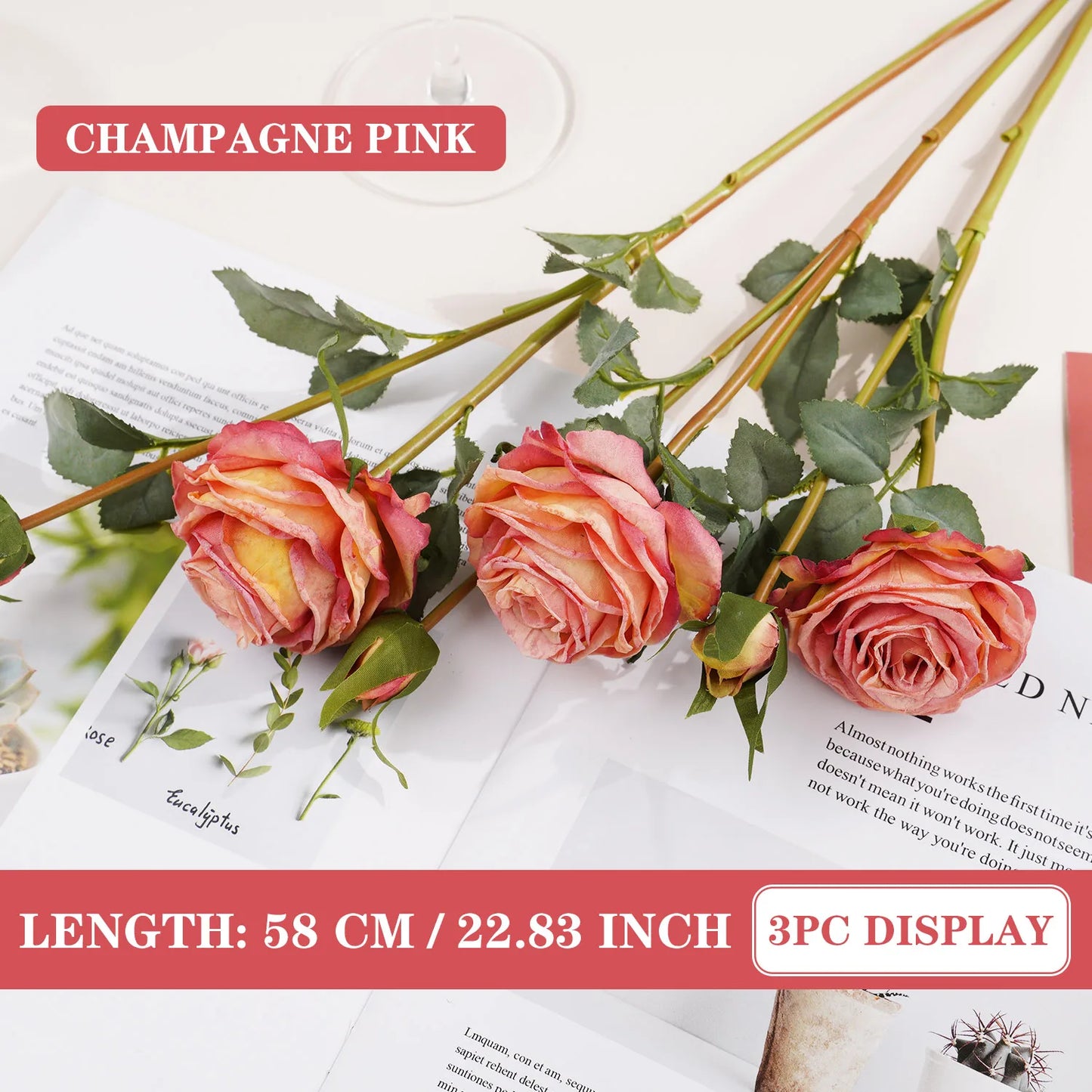 Artificial Red Rose Branch