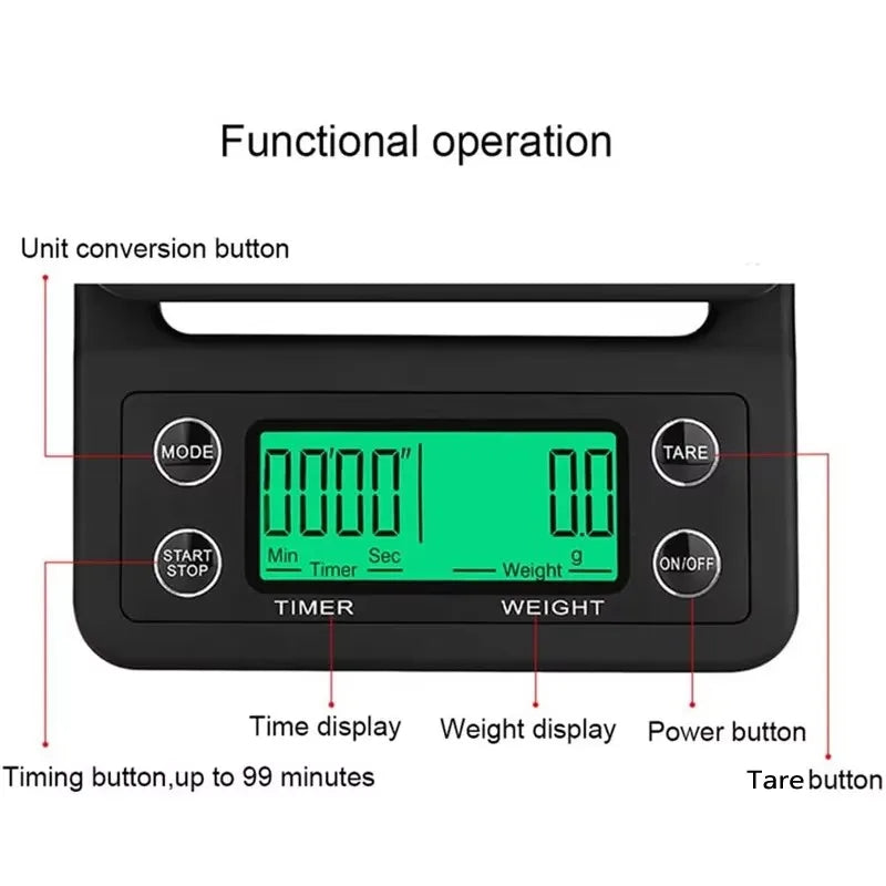 LCD Digital Coffee Scale with Timer