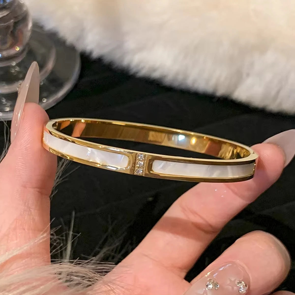 Titanium Steel Gold Zircon Bracelet