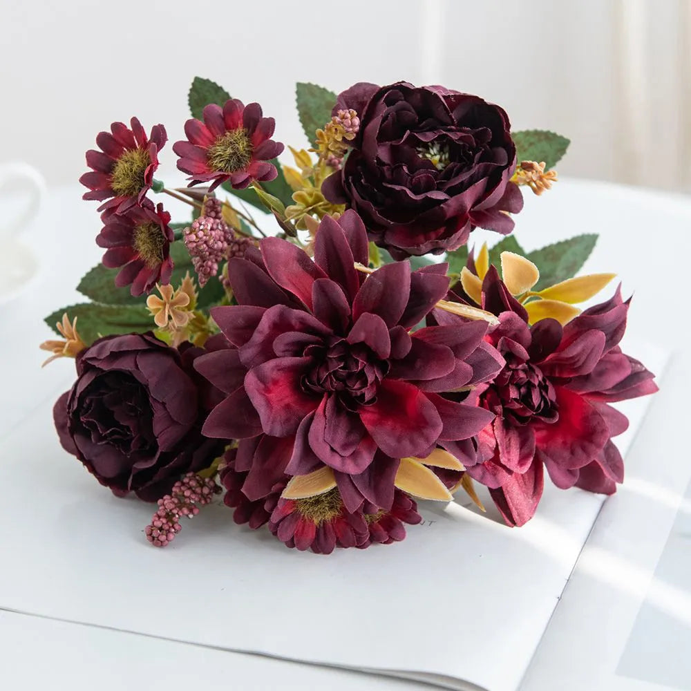 Silk Dahlia Rose Bouquet