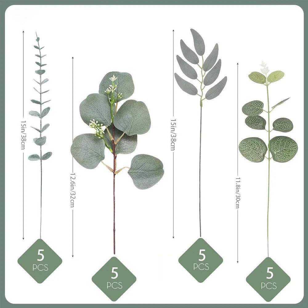 Artificial Eucalyptus Leaves Stems Set