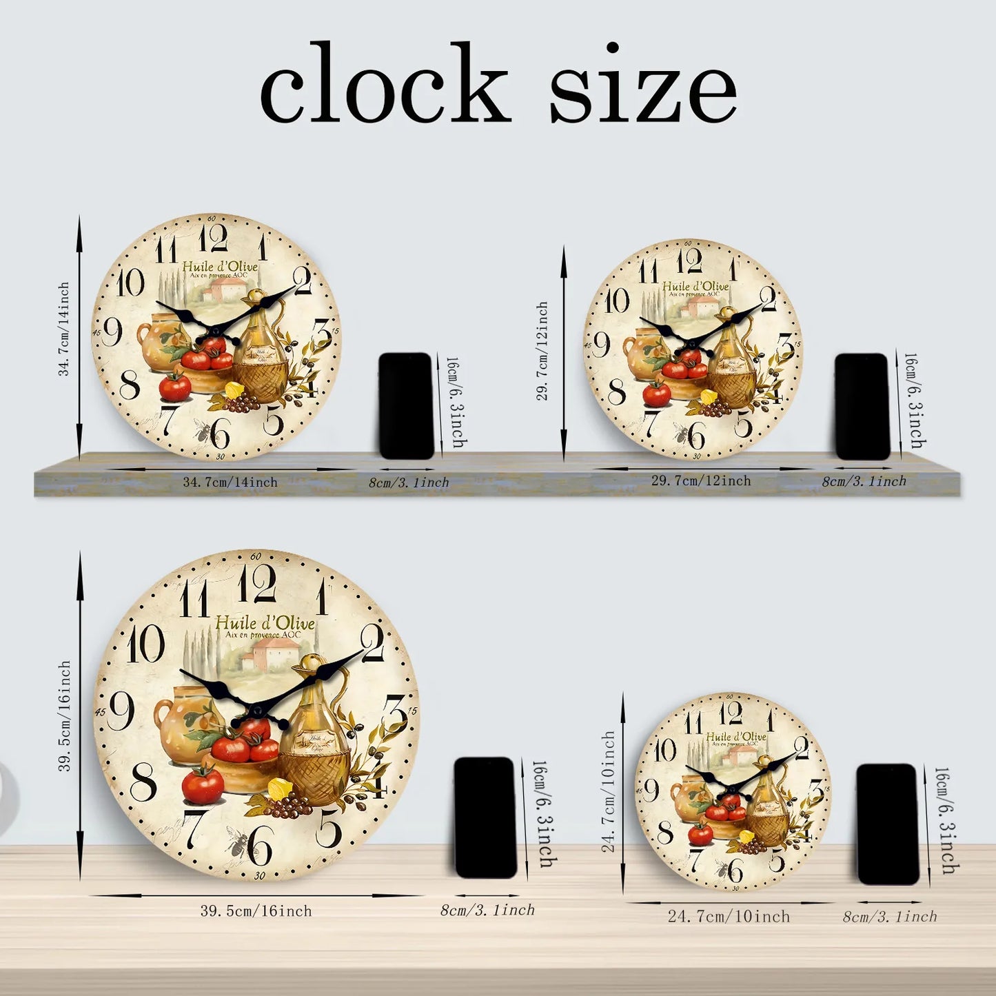 Retro Wooden Olive Wall Clock