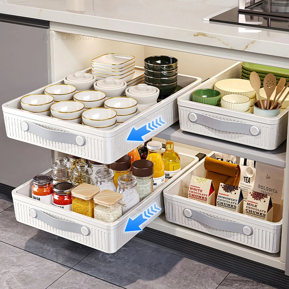 2PCS Sliding Kitchen Shelf Organizer