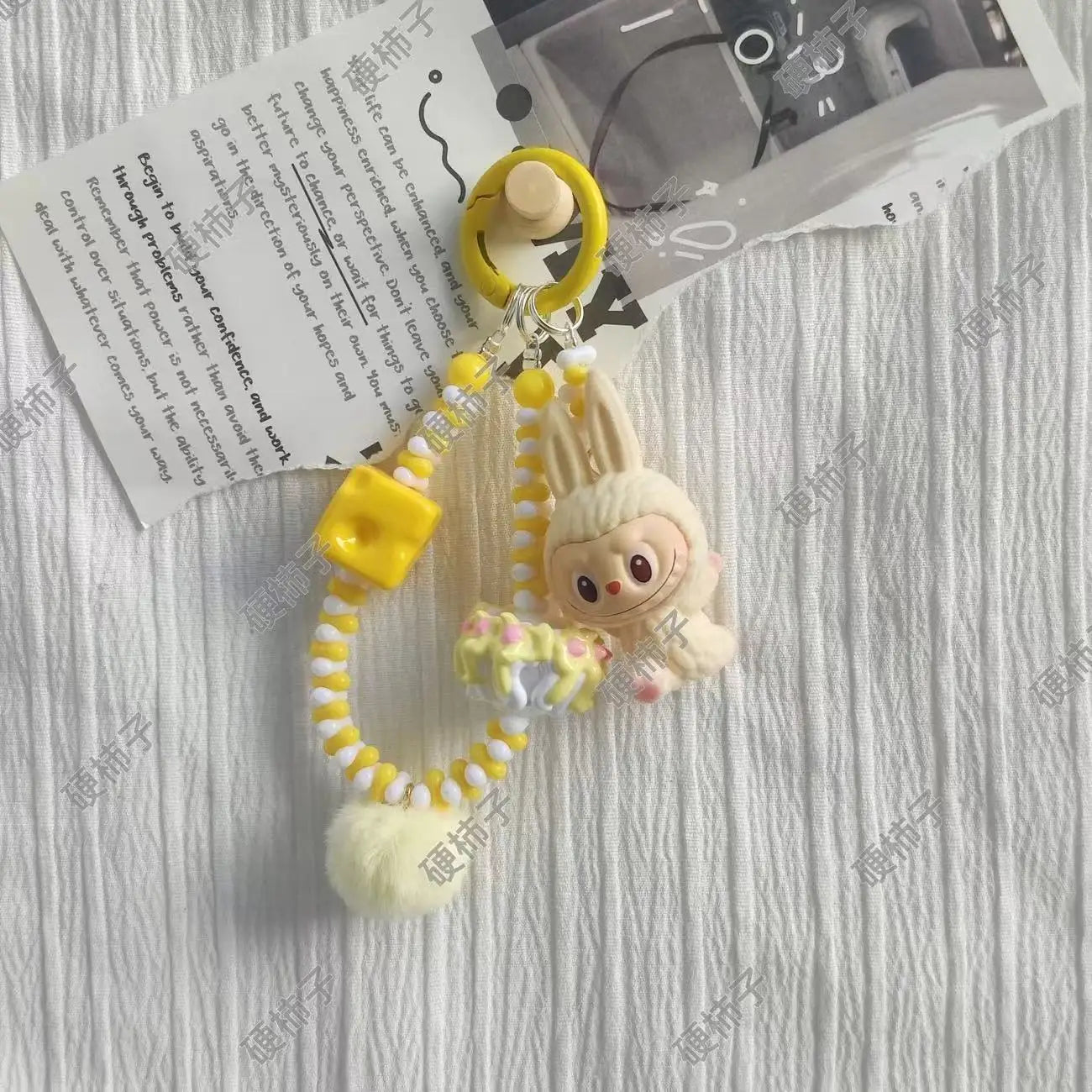 Labubu Yoga Mini Flocking Keychain Pendant