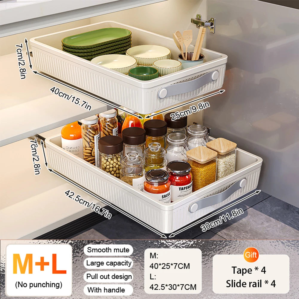2PCS Sliding Kitchen Shelf Organizer