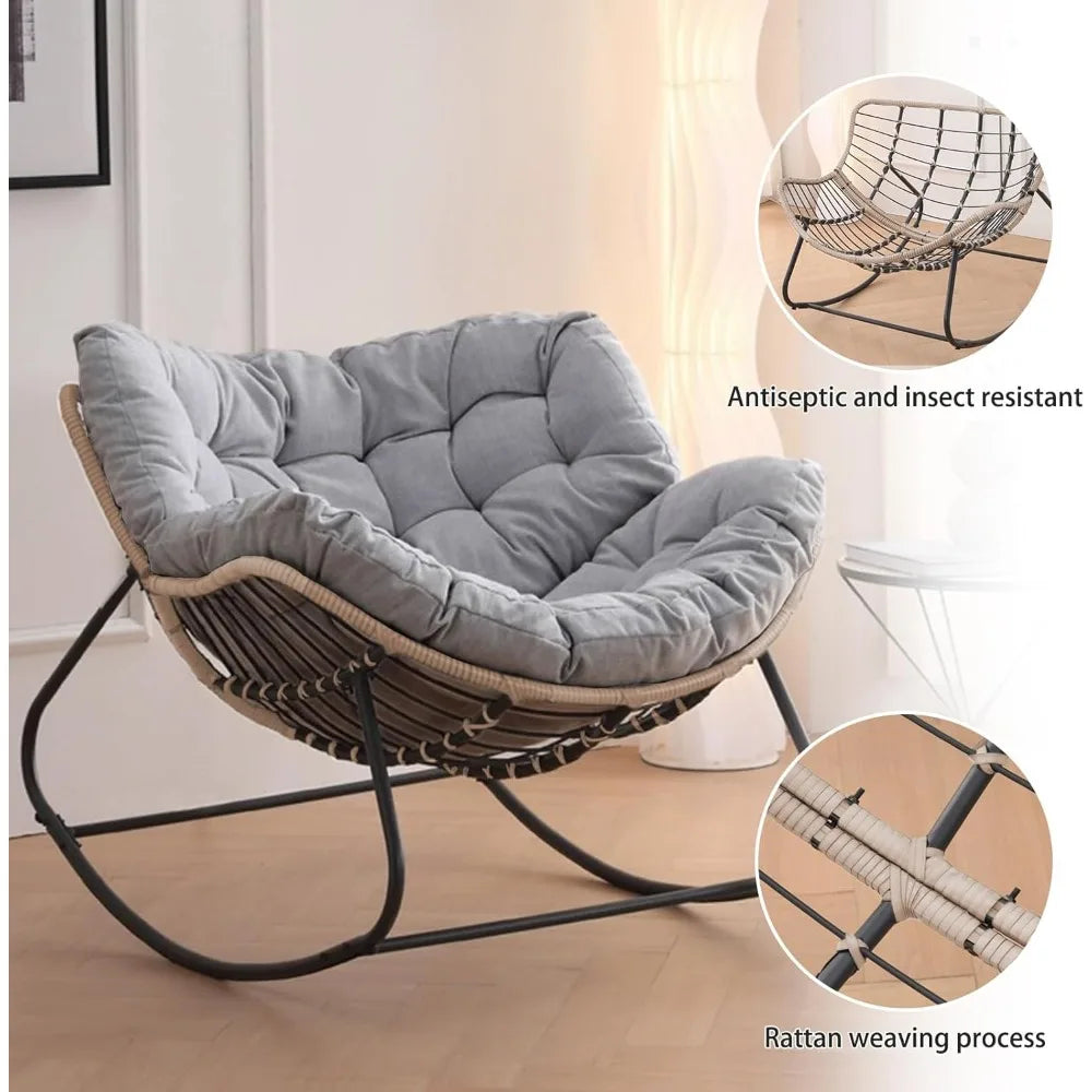 Rattan Wicker Papasan Rocking Chair