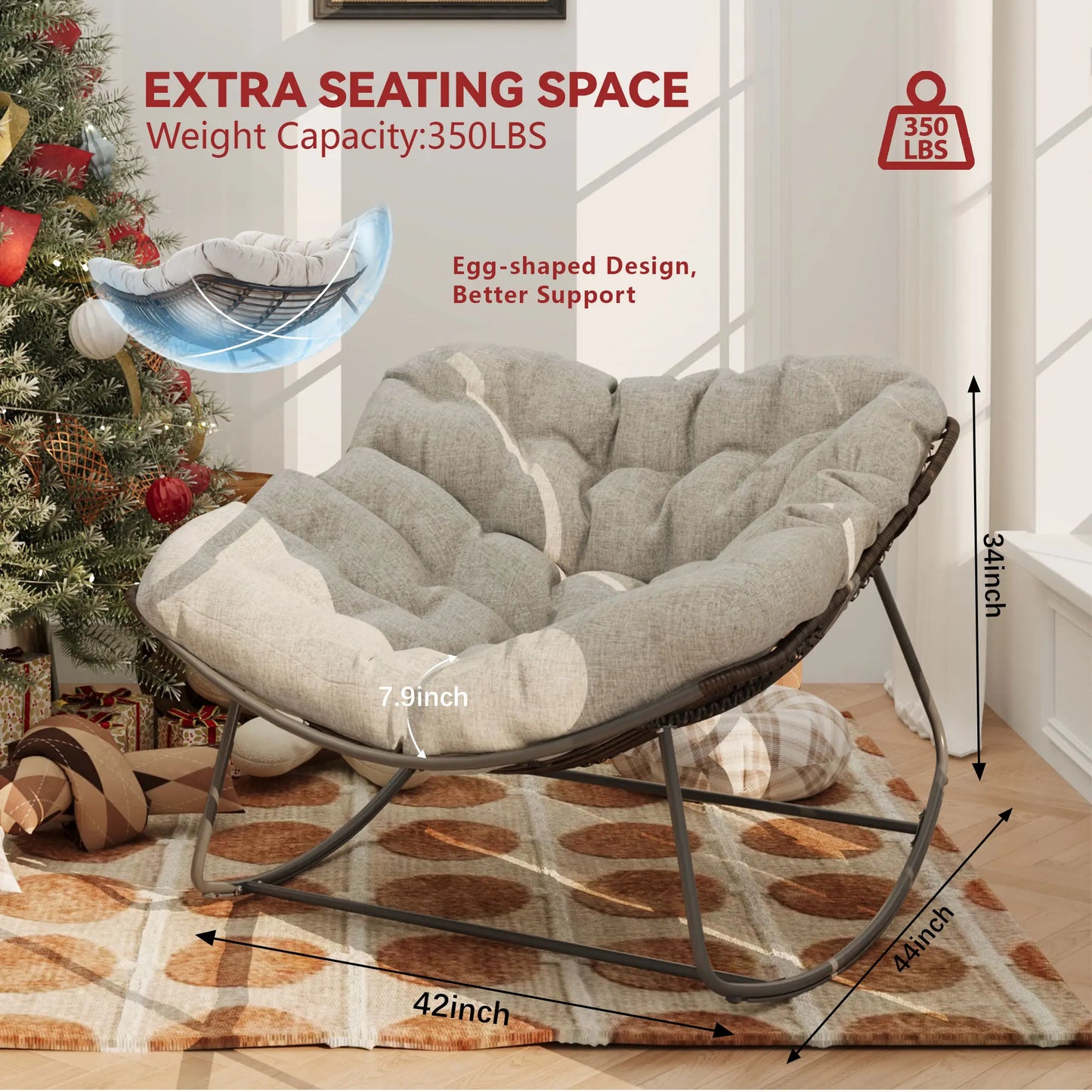 Oversized Wicker Egg Rocking Chair