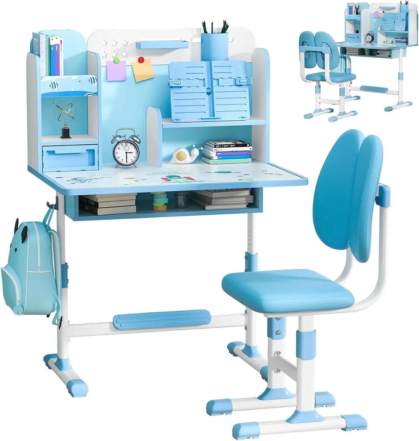 Kids Adjustable Study Desk Set